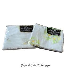 Vtg Springmaid wondercale floral daisy bedsheets twin set fitted & flat. New.